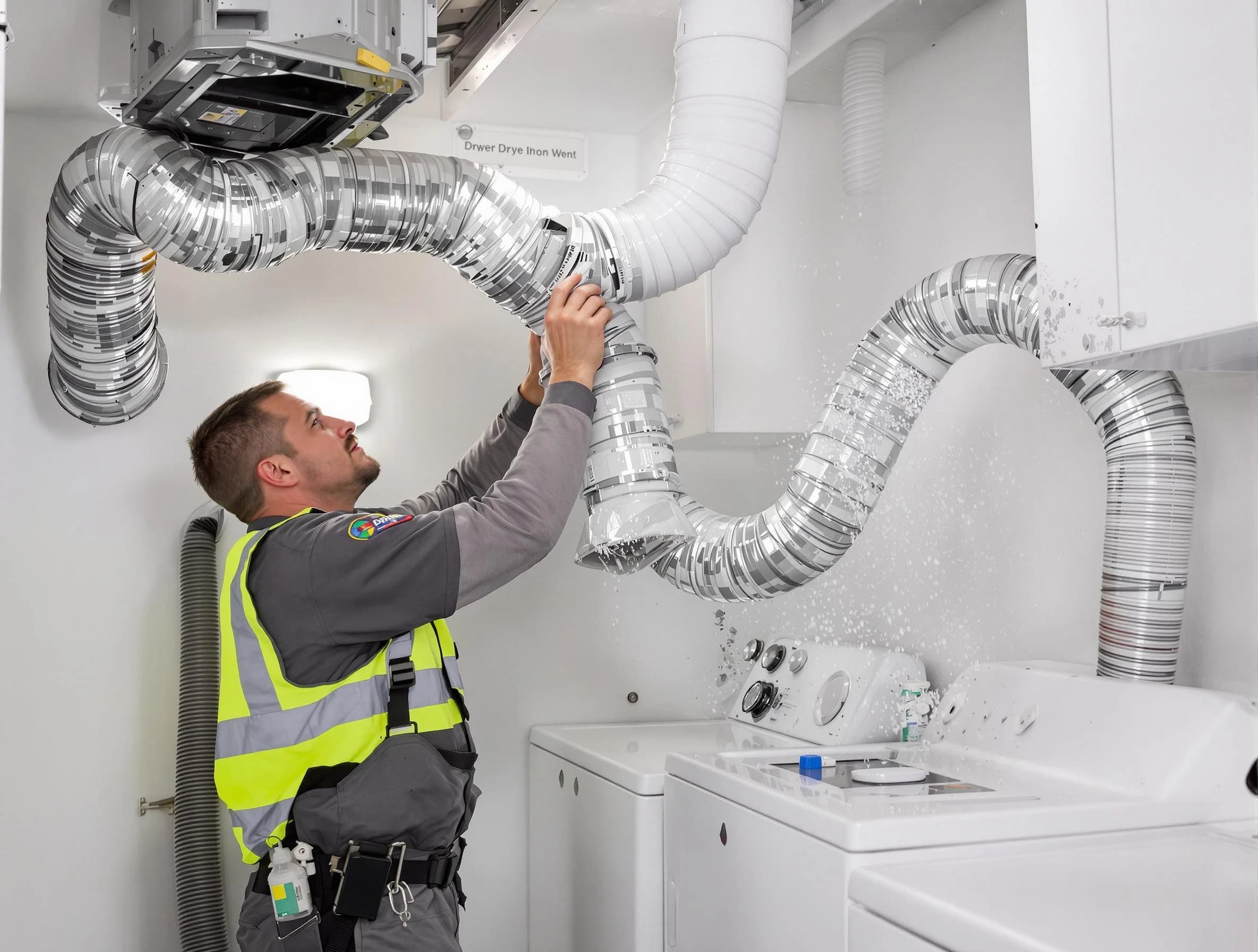 White House Dryer Vent Cleaning technician performing detailed dryer exhaust vent cleaning at a home in White House