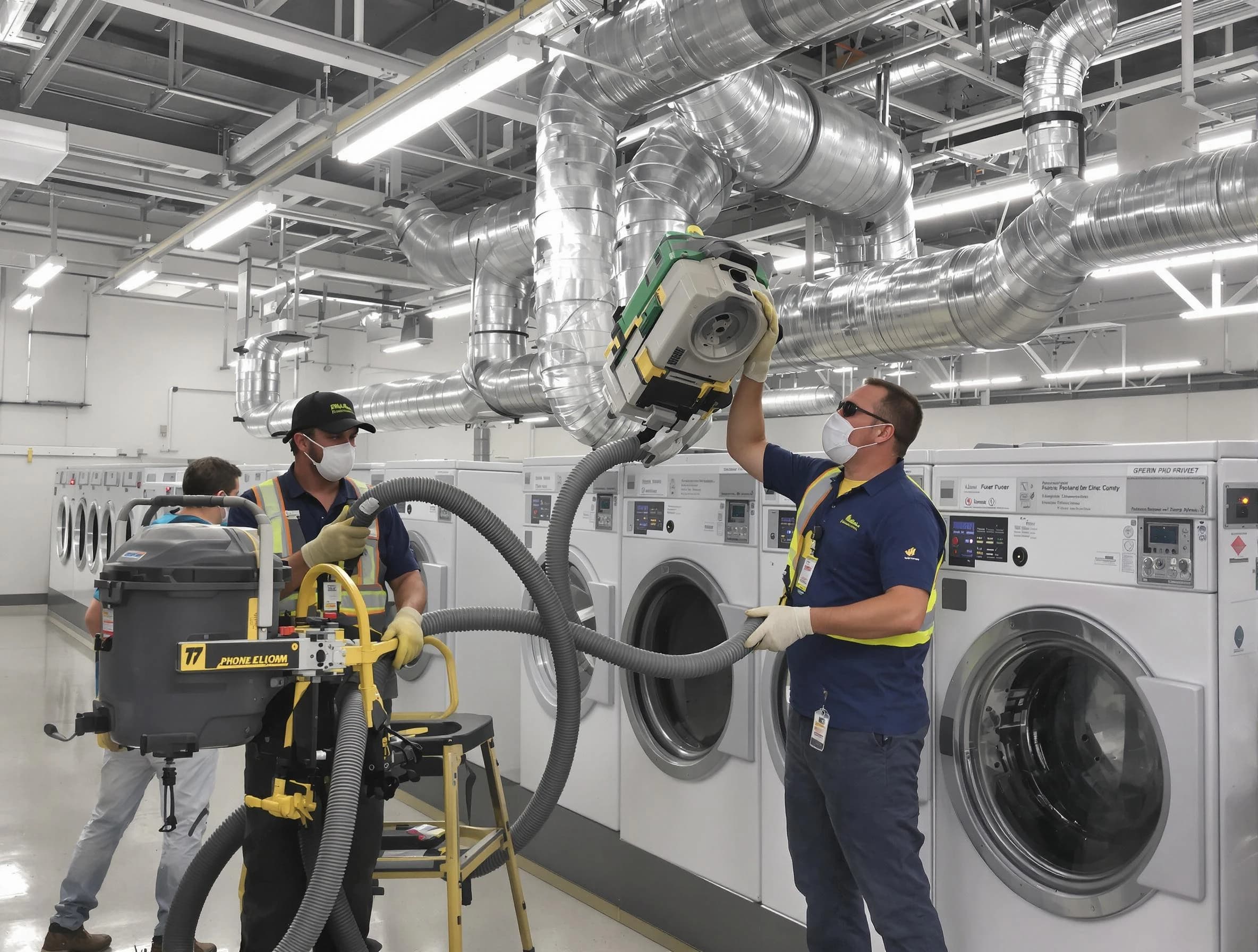 White House Dryer Vent Cleaning team cleaning large-scale industrial dryer vent systems at a facility in White House